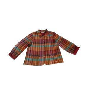 Vintage New Direction Cotton Quilted Light Jacket Patterned Stitching Womens XL